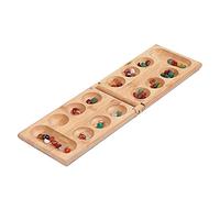 zalati Juego de Mesa Mancala con Tablero de Madera Plegable, Juego estratégico de Piedra Natural para Amigos, Familia, niños y Adultos