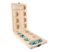 zalati Juego de Mesa Mancala con Tablero Plegable de Madera y Cuentas de Vidrio de Colores. Clásico Juego de Estrategia Mancala.