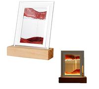 zalati Luz nocturna de arena móvil 3D arena mar luz LED paisaje arena arte pintura para decoración del hogar y la oficina - rojo
