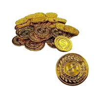 zalati Monedas de Oro Artificiales 100 Piezas Faux Treasure Chest Money Toys Props para niños Pirate Hunt Theme Party Games