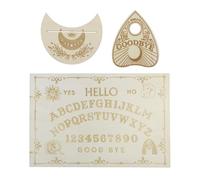 zalati Tablero de espíritus Ouija, soporte para cartas de tarot, tablero de información de madera tallada con planchette de madera de álamo