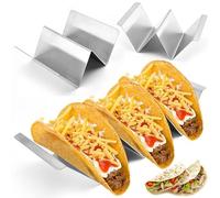 zalati Taco Holders - 2 bandejas de acero inoxidable para tacos con asas para fiesta mexicana de martes de tacos