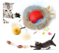 ZALBYUY Pelota interactiva de juguetes para gatos de interior, juguete de cola rápida 2.0 para gatos adultos aburridos de interior, bola rodante automática de silicona de movimiento rápido con 3 modos