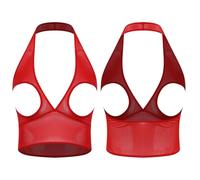 Zaldita Correa para el pecho para mujer, correa deportiva en malla para mujer, bralette sin conchas, ropa íntima para luna de miel, rojo, S