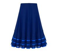 Zaldita Falda larga de flamenco para niños y niñas, falda de ballet, falda ligera, falda maxi para la escuela, tiempo libre, fiesta, baile, competición, ropa, azul, 146-152