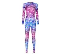 Zaldita Mono de sirena para mujer, de manga larga, con estampado de escamas de pescado, traje de baño, fiesta, cosplay, Tipo A., M