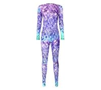 Zaldita Mono de sirena para mujer, de manga larga, con estampado de escamas de pescado, traje de baño, fiesta, cosplay, Tipo B., S