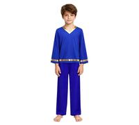 Zaldita Ropa de oración para niños y niños, suéter litúrgico, parte superior con pantalones de pierna ancha, traje de coro, azul, 134-140