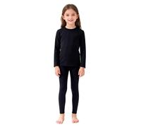 Zaldita Ropa interior térmica para niños y niñas, pantalones largos, ropa interior térmica, camiseta térmica, camiseta de invierno, conjunto de ejercicios, Negro , 146-152