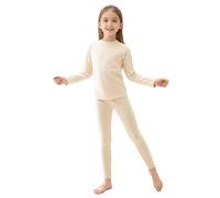 Zaldita Ropa interior térmica para niños y niñas, pantalones largos, ropa interior térmica, camiseta térmica, camiseta de invierno, conjunto de ejercicios, albaricoque, 134-140