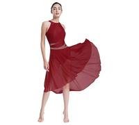 Zaldita Vestido de danza para mujer, vestido de baile, tango, ballet, espectáculo, mangas de tul, tallas S XXL, granate, L