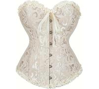 Zaleau Corset Mujer Medieva Corsé Bustier para Halloween Talla Grande, XS-6XL, Beige, L