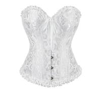 Zaleau Corset Mujer Medieva Corsé Bustier para Halloween Talla Grande, XS-6XL, Blanco, S