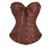 Zaleau Corset Mujer Medieva Corsé Bustier para Halloween Talla Grande, XS-6XL, Café, M