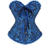 Zaleau Corset Mujer Medieva Corsé Bustier para Halloween Talla Grande, XS-6XL, Negro Azul, S