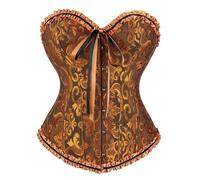 Zaleau Corset Mujer Medieva Corsé Bustier para Halloween Talla Grande, XS-6XL, Negro Dorado, S