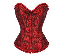 Zaleau Corset Mujer Medieva Corsé Bustier para Halloween Talla Grande, XS-6XL, Negro Rojo, S