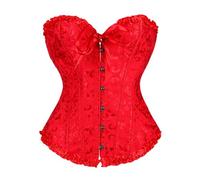 Zaleau Corset Mujer Medieva Corsé Bustier para Halloween Talla Grande, XS-6XL, Rojo, M
