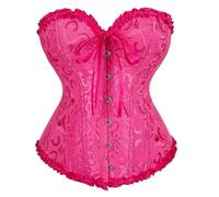 Zaleau Corset Mujer Medieva Corsé Bustier para Halloween Talla Grande, XS-6XL, Rosa Rojo, XS