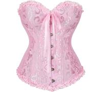Zaleau Corset Mujer Medieva Corsé Bustier para Halloween Talla Grande, XS-6XL, Rosado, L