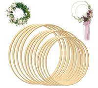 ZALHIN 12 Piezas Aros De Madera para Manualidades - Atrapasueños, Guirnalda De Boda, Corona De Navidad, Decoración Hogareña, Marco para DIY (10cm, 15cm, 20cm)