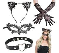 ZALHIN 4 Pcs Máscara de Encaje Negro Máscara de Mascarada Veneciano, para Halloween, carnaval, fiestas, color negro