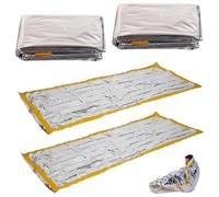 ZALHIN 4 Piezas Saco De Dormir De Emergencia con Película Aislada - Manta Termica Sleeping Bag, Manta Termica Supervivencia, Equipo De Kit Supervivencia, para Camping, Clima Extremo, Refugios