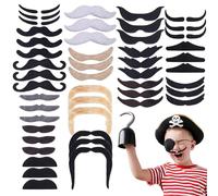 ZALHIN 48 Piezas Novedosas Bigote Falso, 16 Estilos de Papel Autoadhesivo de Barba Falsa para Navidad, Fiestas, decoración, Adecuado para Todas Las Edades