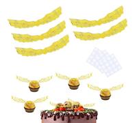 ZALHIN 50 Piezas Decoracion Tarta De Alas Doradas - Decoración De Sombrero De Copa Dorad para Tarta Chocolate Cupcake Dulce Postre, Decoraciones De Fiesta Temáticas, Alas Brillantes Trivial