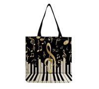 ZALHIN Bolsas de Comestibles Reutilizables con DiseñO de MúSica, Bolsa de algodón para la Compra de la Marca Punk, Bolsa de Lona Negra, Bolsa de MúSica, Bandolera para Uso Diario