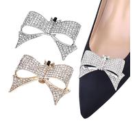 ZALHIN Clips para zapatos de boda para mujer, paquete de 4 clips de cristal para zapatos con diamantes de imitación de 2 estilos para boda, joyería para zapatos con lazo