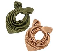 ZALHIN Pañuelo de Seda para Mujer, Bufanda de Seda Ligera, 60 x 60cm Pequeña Moda Suave Pañuelo Cuello Regalos para Mujeres (marrón y Verde)