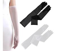 ZALHIN Paquete de 2 guantes de noche largos estilo años 20: exquisito estilo vintage para representaciones teatrales, disfraces y bodas