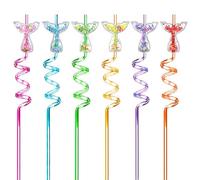 ZALHIN Paquete de 24 pajitas de plástico reutilizables para niños, pajitas rizadas para niños, fiesta de cumpleaños, Navidad, decoración de mesa, fiesta familiar