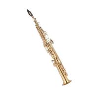 ZALHIN Saxofón Saxofón Agudo Recto De Latón, Instrumento De Viento De Madera Plano BB B, Patrón Tallado De Llave Natural con Estuche, Guantes De Tela (Color : Gold)