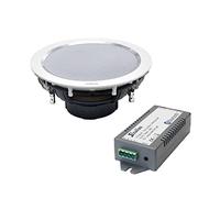 zalias Lyndahl Altavoz estéreo para empotrar Blanco CS195ST con Amplificador Bluetooth AMP4X15BT para la instalación en techos y Paredes de Yeso, con uno o Dos Altavoces estéreo