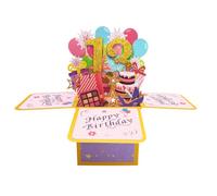 Zalingo Happy 13th Birthday Pop Up Tarjeta para niña,dulce regalo de cumpleaños de trece años,idea de regalo de cumpleaños para hija sobrina,divertida tarjeta de felicitación 3D,Rosa