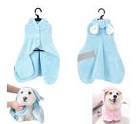 Zallopaws Dog Drying Towel, Zallopaws Dog Bath Towel, Bunny Ear Microfiber Absorbent Skin-Friendly Velcro Dog & Cat Hoodie Bathrobe, Towel for Dogs, Fast Drying Dog Towel Robe (Blue,S)