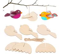 Zaloife Adornos de Madera para Pascua, 12 Piezas de Pájaros en 3D para Niños, Manualidades y Suministros de Fiesta