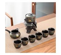 ZALTAS Juego de té de cerámica China Kungfu, diseño de Molino de Piedra semiautomático, Tetera de cerámica Hecha a Mano, 6 Tazas de té japonés de Kung Fu, Juego de s A