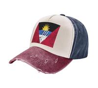 ZALXOZYL Bandera Nacional de Antigua Y Barbuda,Malla Transpirable,Sombrero de Sol Ajustable para Hombres Y Mujeres,Vacaciones,Uso Diario Informal. Navy and Red One Size