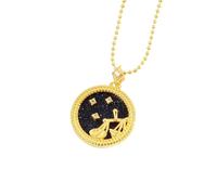 ZALXOZYL Elegante Collar de Cadena con Doce Signos Del Zodíaco en Estilo Arena Azul Joyería Ligera para Primavera y Verano Regalo de Cumpleaños para Mujer Caja Libra 44 cm