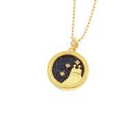 ZALXOZYL Elegante Collar de Cadena con Doce Signos Del Zodíaco en Estilo Arena Azul Joyería Ligera para Primavera y Verano Regalo de Cumpleaños para Mujer Caja Gemini 44 cm