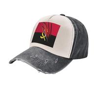 ZALXOZYL Gorra de Béisbol Clásica para Hombre, Gorra de Papá de Mezclilla Lavada Vintage con Bandera de Angola, de Algodón Transpirable Y Ajustable, Estilo Británico Y Europeo. 4 One Size