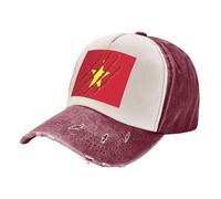 ZALXOZYL Gorra de Béisbol de Golf de Mezclilla Lavada Vintage con Ajuste Cómodo Y Estampado de Bandera de Vietnam, Banda Ajustable de Algodón Suave. 2 One Size