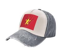 ZALXOZYL Gorra de Béisbol de Golf de Mezclilla Lavada Vintage con Ajuste Cómodo Y Estampado de Bandera de Vietnam, Banda Ajustable de Algodón Suave. 3 One Size