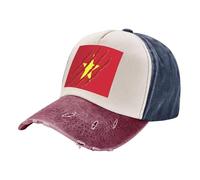 ZALXOZYL Gorra de Béisbol de Golf de Mezclilla Lavada Vintage con Ajuste Cómodo Y Estampado de Bandera de Vietnam, Banda Ajustable de Algodón Suave. 1 One Size