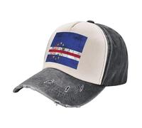 ZALXOZYL Gorra de Béisbol de Golf Informal, Estilo Vintage de Mezclilla Lavada con Estampado de Bandera de Cabo Verde, Estilo Callejero Retro, Ajustable, Unisex. 4 One Size