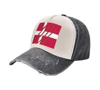 ZALXOZYL Gorra de Béisbol de Golf Lavada Personalizada Y Divertida con Estampado de La Bandera de Dinamarca, Diseño Vintage de Mezclilla con Bloques de Color. 4 One Size