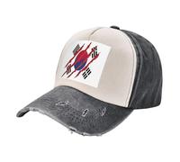 ZALXOZYL Gorra de Béisbol Vaquera de Golf, Estilo Vaquero Vintage Lavado con Diseño de Bandera de Corea del Sur, Estilo Desgastado, Ajuste Cómodo Y Ajustable. 4 One Size